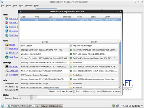 storagecraft recovery environment hardware independent restore